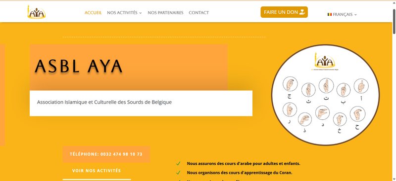 Aperçu du site ASBL AYA